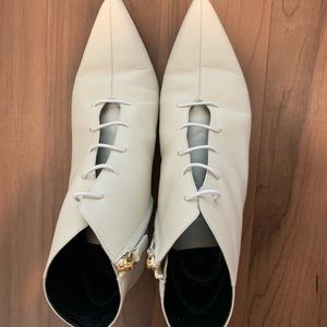 Tibi lace up zipper bootie, white